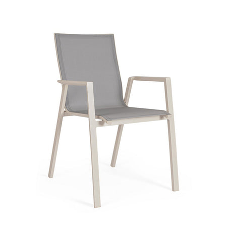 Sedia "Krion" struttura in alluminio con braccioli per interni ed esterni