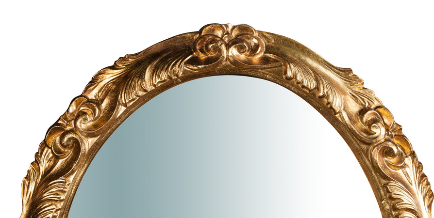 Biscottini Specchiera da parete verticale/orizzontale in legno finitura foglia oro anticato L98xPR7xH78 cm Made in Italy