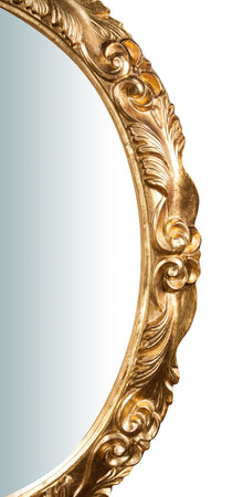 Biscottini Specchiera da parete verticale/orizzontale in legno finitura foglia oro anticato L98xPR7xH78 cm Made in Italy