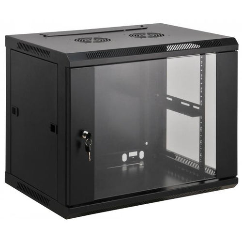 Armadio Rack 19'' a muro 15 unità sezione unica prof. 450mm Nero