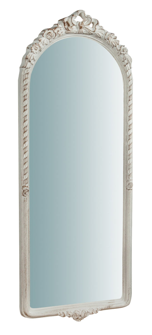 Biscottini Specchiera da parete verticale/orizzontale in legno finitura bianco anticato L34xPR5xH87 cm Made in Italy