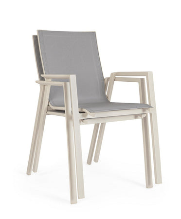 Sedia "Krion" struttura in alluminio con braccioli per interni ed esterni