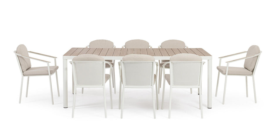 Set tavolo con 8 sedie "Ulises" in alluminio verniciato per interni