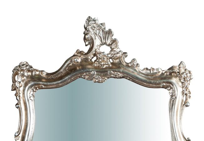 Biscottini Specchiera da parete in legno finitura foglia argento anticato L66XPR7XH118 CM Made in Italy