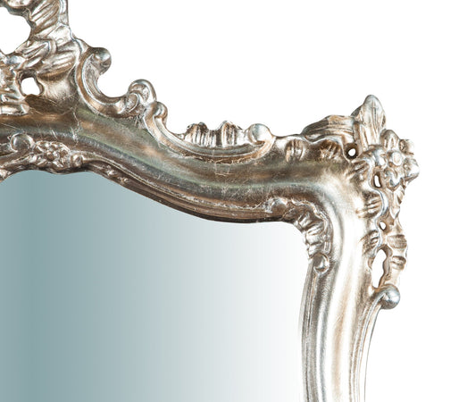 Biscottini Specchiera da parete in legno finitura foglia argento anticato L66XPR7XH118 CM Made in Italy