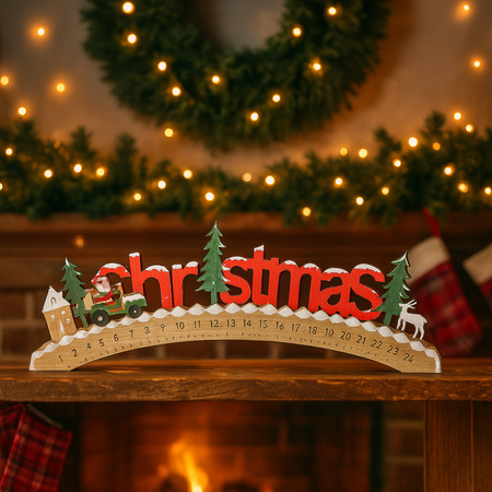 Calendario dell'avvento natalizio in legno per decorazioni natalizie