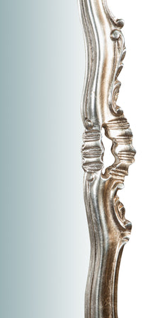 Biscottini Specchiera da parete in legno finitura foglia argento anticato L66XPR7XH118 CM Made in Italy