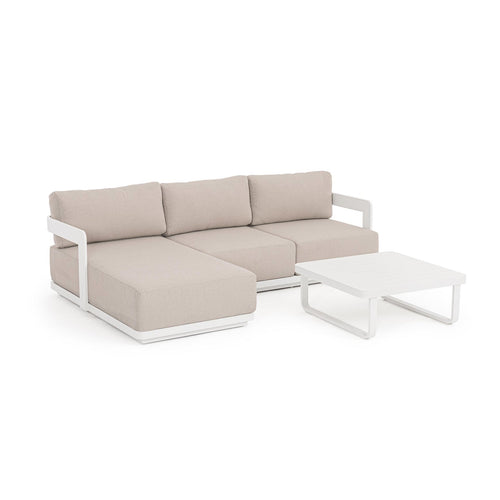 Salotto con poltrone e tavolino Mariel struttura in alluminio per veranda e giardino