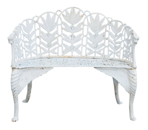 Biscottini Panchina liberty in fusione di ghisa finitura bianca anticata