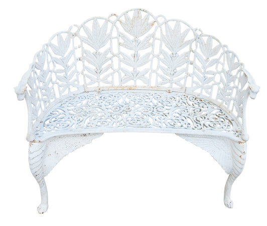 Biscottini Panchina liberty in fusione di ghisa finitura bianca anticata L110xPR60xH90 cm