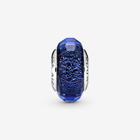 Pandora Charm in vetro di Murano blu sfaccettato