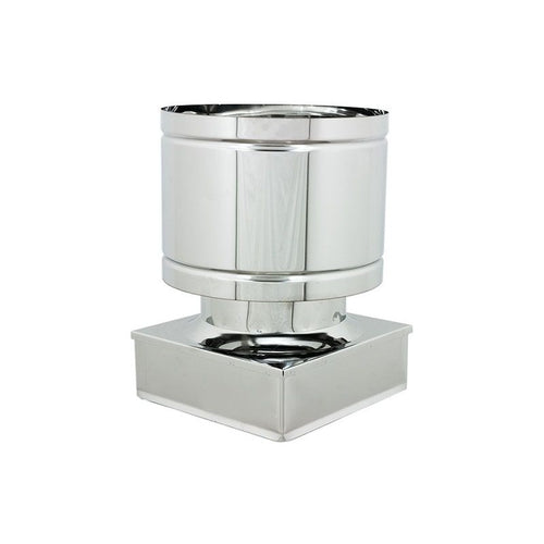 Fumaiolo da 47x47cm tipo botte 4 venti inox AISI 304 base quadra