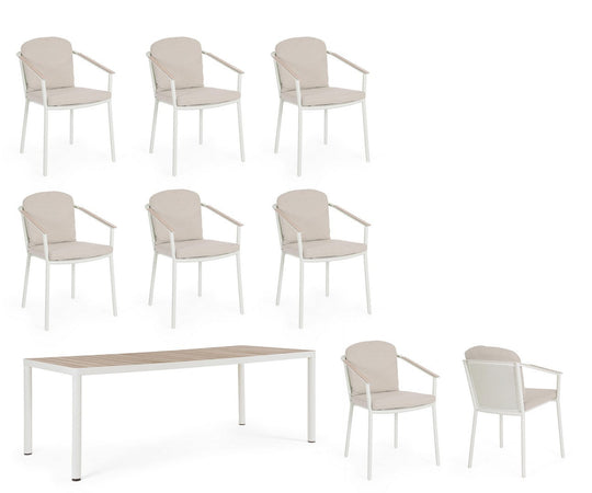 Set tavolo con 8 sedie "Ulises" in alluminio verniciato per interni