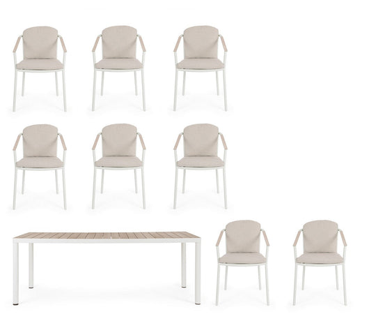 Set tavolo con 8 sedie "Ulises" in alluminio verniciato per interni