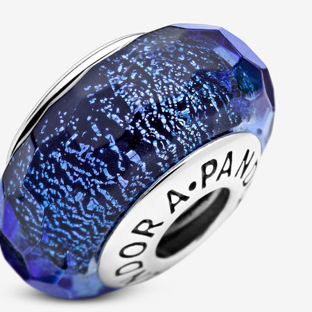 Pandora Charm in vetro di Murano blu sfaccettato