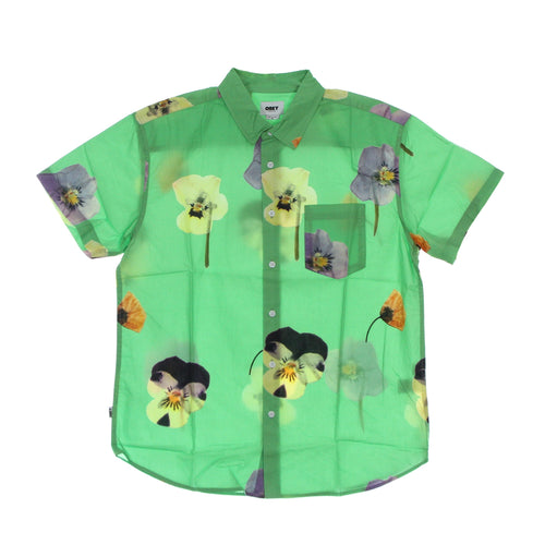OBEY Camicia Manica Corta Uomo Redux Woven Seaweed Green Multi da uomo
