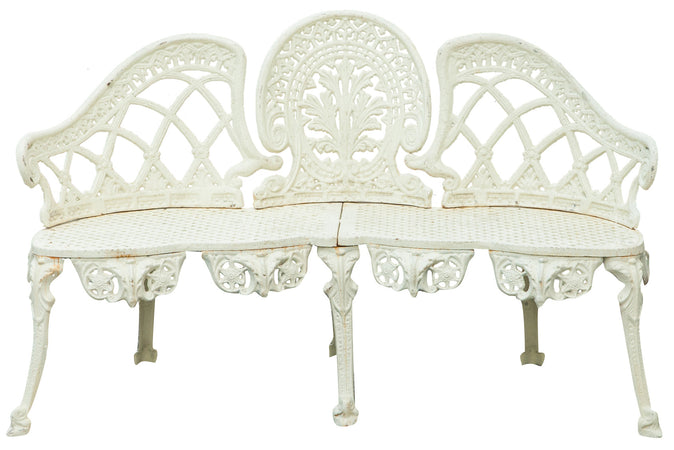 Biscottini Panchina Liberty in ghisa finitura bianca anticata 130x50x82 cm Robusta stabile