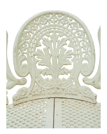 Biscottini Panchina Liberty in ghisa finitura bianca anticata 130x50x82 cm Robusta stabile