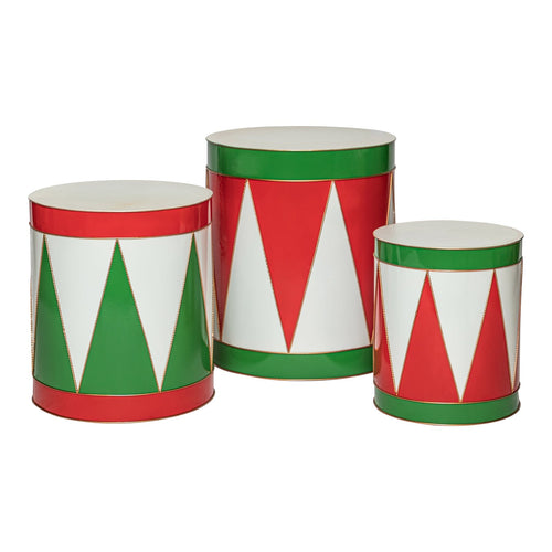 Tamburo decorativo da circo in metallo decorazione natalizia set da 3