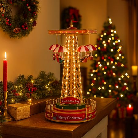Giostra natalizia con luci led e movimento per decorazioni natalizie