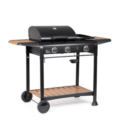 Barbecue a gas Loni con 3 bruciatori superfice di cottura in acciaio smaltato