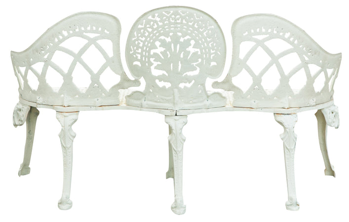 Biscottini Panchina Liberty in ghisa finitura bianca anticata 130x50x82 cm Robusta stabile