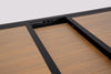 Tavolo Hilija struttura in alluminio verniciato a polvere piano effetto legno per arredo casa