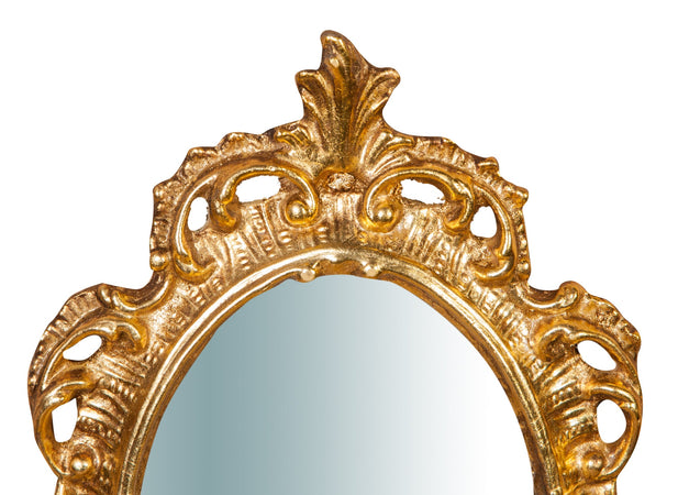 Biscottini Specchiera da parete in legno finitura foglia oro anticato L19xPR2xH30 cm Made in Italy