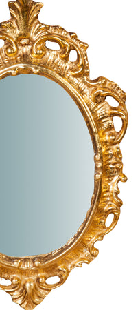 Biscottini Specchiera da parete in legno finitura foglia oro anticato L19xPR2xH30 cm Made in Italy