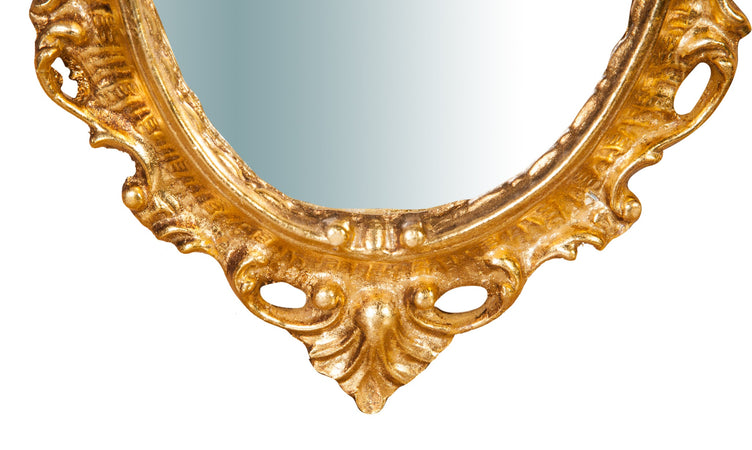 Biscottini Specchiera da parete in legno finitura foglia oro anticato L19xPR2xH30 cm Made in Italy