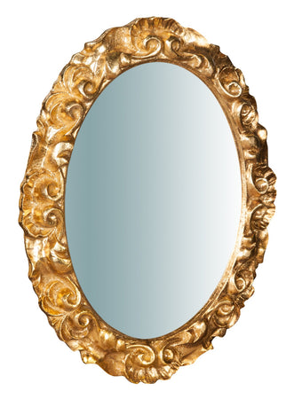 Biscottini Specchiera da parete in legno finitura foglia oro anticato L25xPR2,5xH31 cm Made in Italy