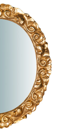 Biscottini Specchiera da parete in legno finitura foglia oro anticato L25xPR2,5xH31 cm Made in Italy