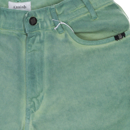 AMISH Jeans Corto Uomo Bermuda Bernie Bull Spray Dyed Green da uomo