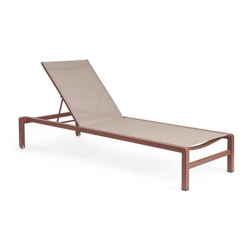 Lettino prendisole in alluminio verniciato Konnor con ruote, ideale per piscina e giardino