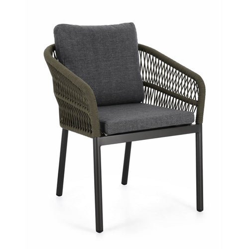 Sedia Galdana struttura in alluminio con braccioli per interni ed esterni