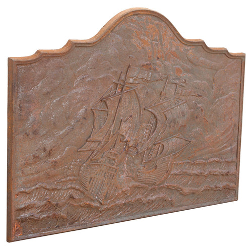 Biscottini Piastra da camino in fusione di ghisa L102xPR2,5xH75 cm ruggine al naturale