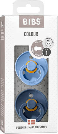 BIBS Colour Ciuccio Misura 1 (0-6 mesi), Sky Blue/Steel Blue