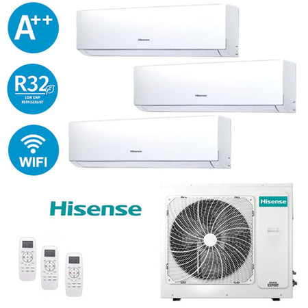 Climatizzatore Hisense Trial Inverter 9+12+12 5.2kW Serie Hi Comfort 9000+12000+12000 BTU 3AMW52U4RJC Gas R32 A++ Wi Fi