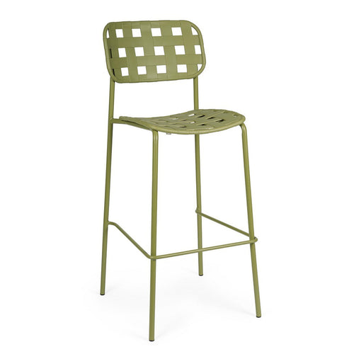 Sgabello Clover da bar struttura in acciaio seduta e schienale in polipropilene per interni ed esterni