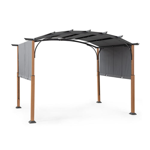 Gazebo Taormina color naturale-antracite, struttura in acciaio per esterno da 3,6 x 3 m