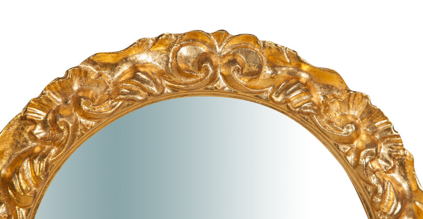 Biscottini Specchiera da parete in legno finitura foglia oro anticato L40XPR3XH40 cm Made in Italy
