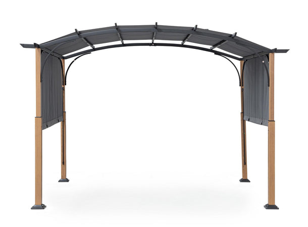 Gazebo "Taormina" color naturale-antracite, struttura in acciaio per esterno da 3,6 x 3 m