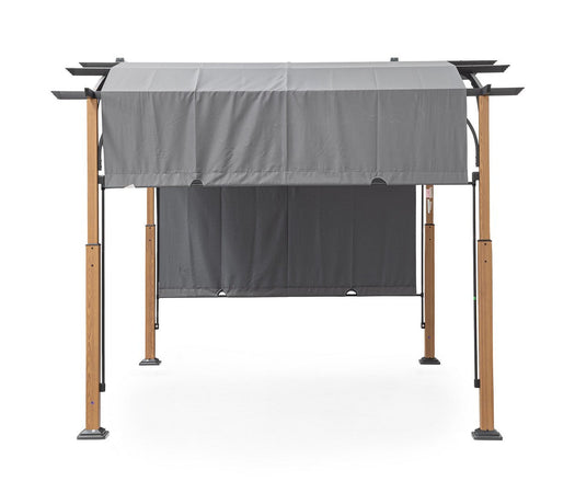 Gazebo "Taormina" color naturale-antracite, struttura in acciaio per esterno da 3,6 x 3 m
