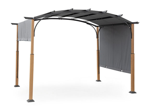 Gazebo "Taormina" color naturale-antracite, struttura in acciaio per esterno da 3,6 x 3 m