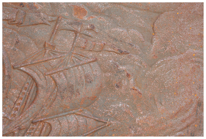 Biscottini Piastra da camino in fusione di ghisa L102xPR2,5xH75 cm ruggine al naturale