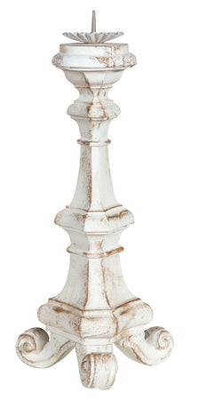 Biscottini Candeliere in legno finitura bianca anticata L19xPR19xH40 cm Made in Italy