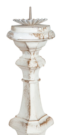 Biscottini Candeliere in legno finitura bianca anticata L19xPR19xH40 cm Made in Italy