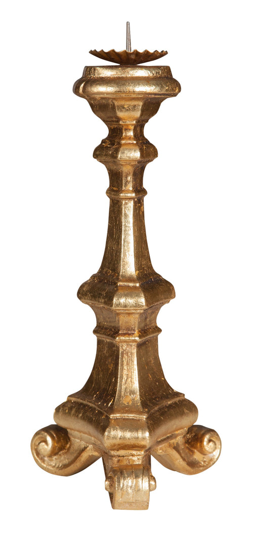 Biscottini Candeliere in legno finitura foglia oro Biscottini 19x19x40 Arredo Casa Italiano