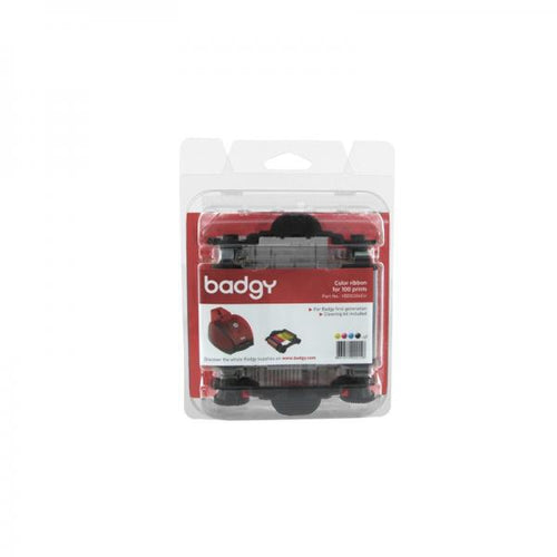 Evolis Ribbon & Cleaning Kit badgy 100p nastro per stampante 100 pagine Nero, Blu, Rosa, Bianco, Giallo (VBDG204EU YMCKO Colour Ribbon - 100 Prints)