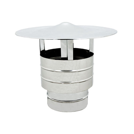 Fumaiolo da 80mm antivento inox base tonda innesto M maschio